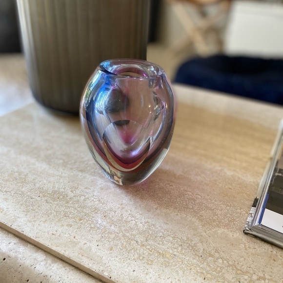 Murano Glass Vase Vintage Sommerso MCM 1960 Vase Purple Heavy Candle Holder - Picture 7 of 7